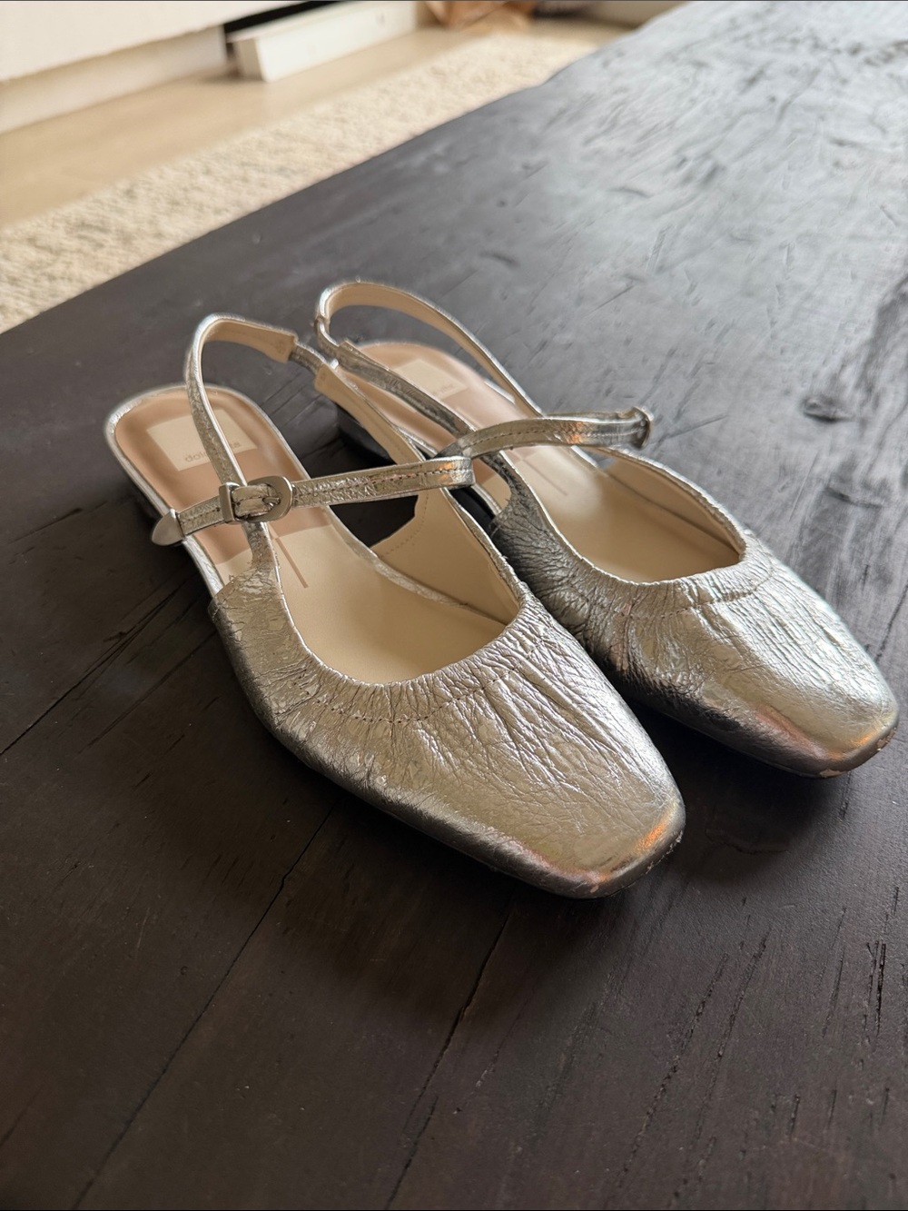 Dolce Vita Metallic Silver Slingback Mary Jane Flats
